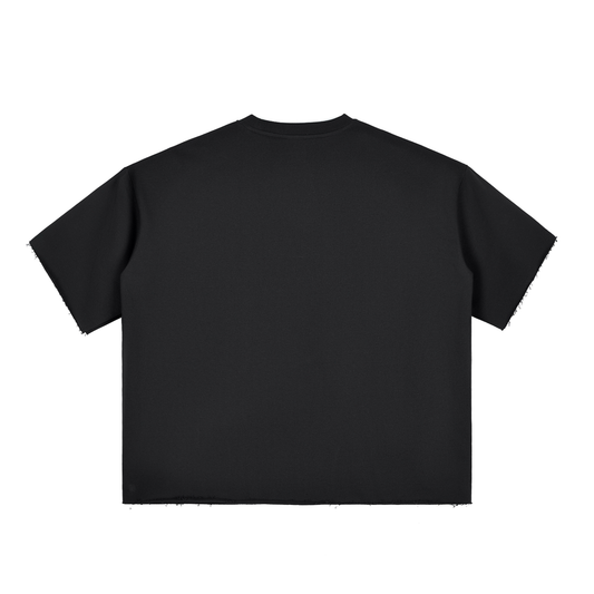 Boxy Half-Sleeve Raw-Edge T-Shirt