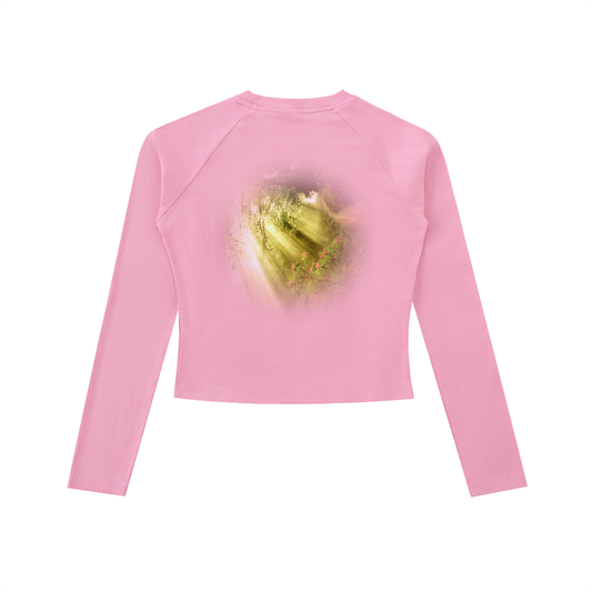 Dyed Washed Raglan Long Sleeve Slim T-Shirt