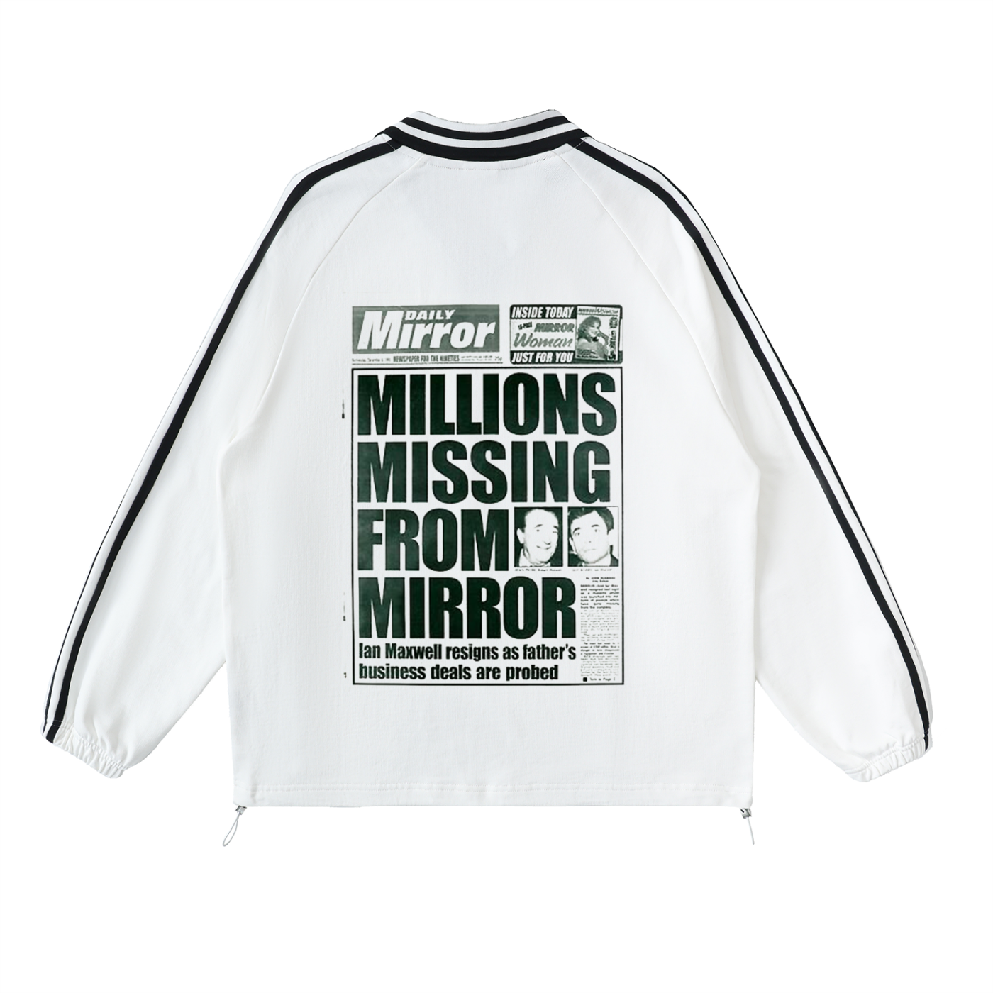 Contrast Striped Lapel Collar Sweatshirt