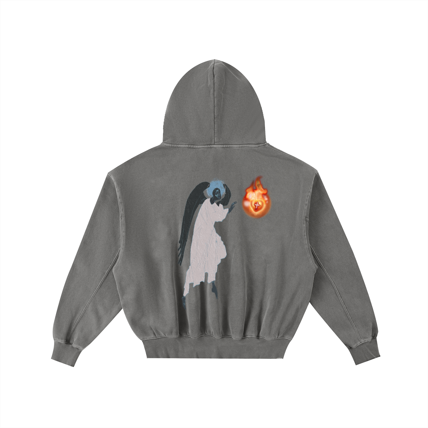 Frayed Enzyme Washed Fleece Hoodie