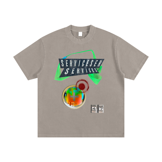 +33 6-17 Heavyweight Vintage Washed Frayed T-Shirt