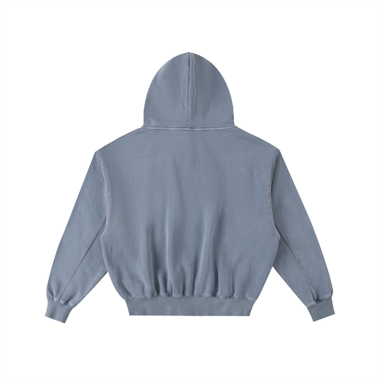 Frayed Enzyme Washed Fleece Hoodie