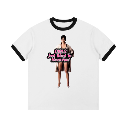 Contrast Edge Ribbed Crewneck T-Shirt