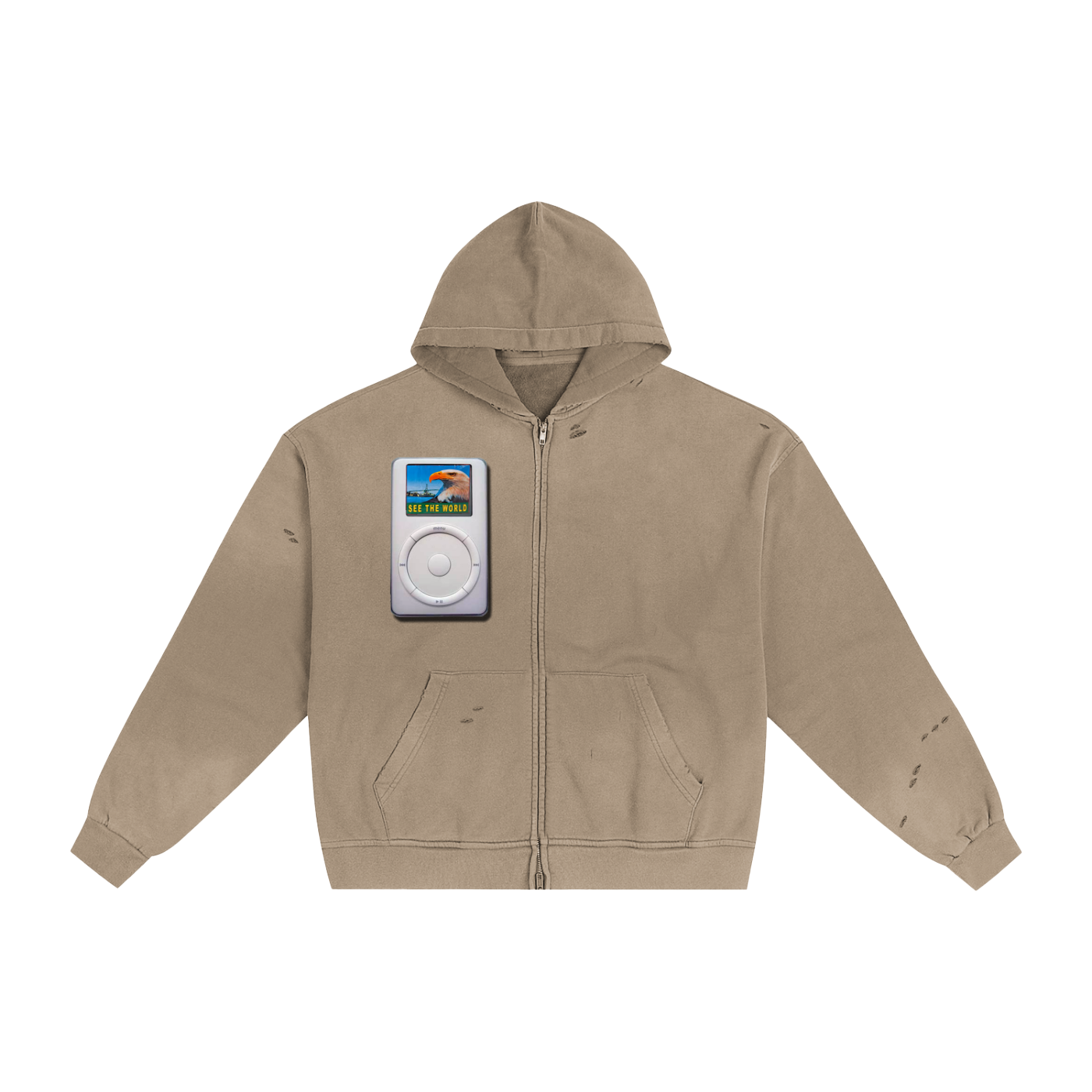 Hand-Frayed Sunfade Zip Hoodie