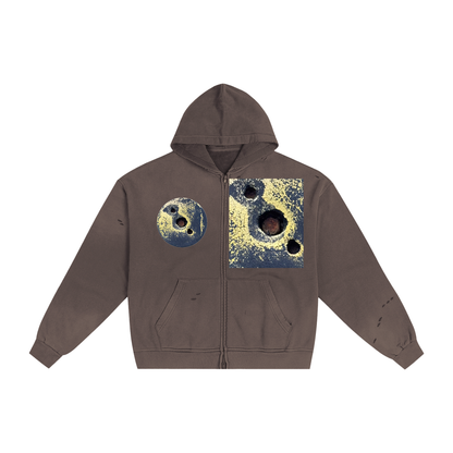 Hand-Frayed Sunfade Zip Hoodie