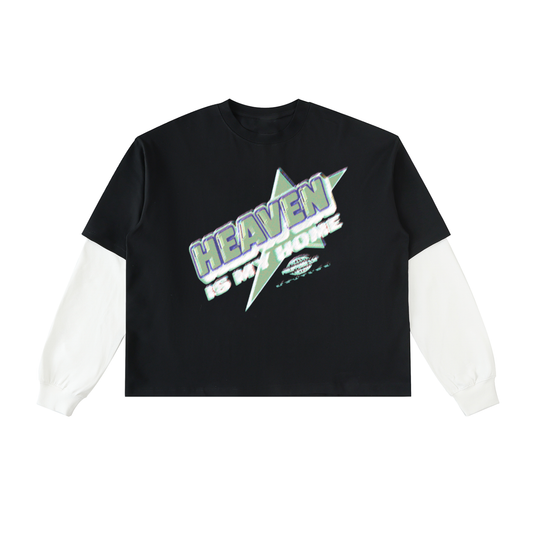 Layered Contrast Sleeve Cotton T-Shirt