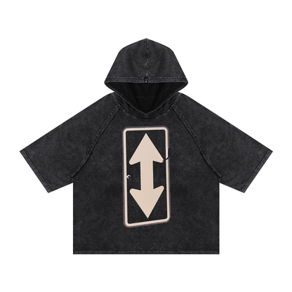 ! * ! Washed Hooded Boxy T 626