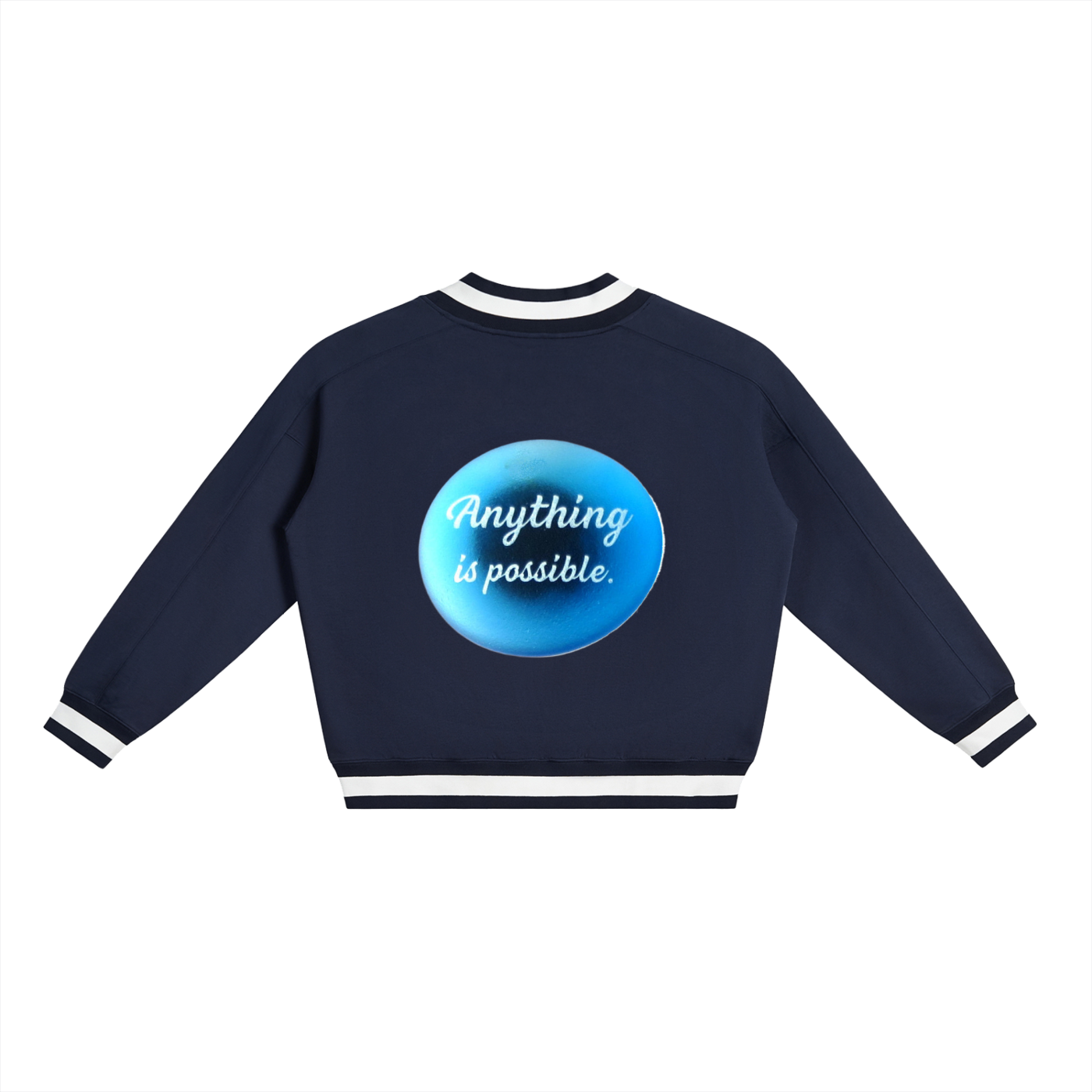 V-Neck Contrast Collar Boxy Sweatshirt