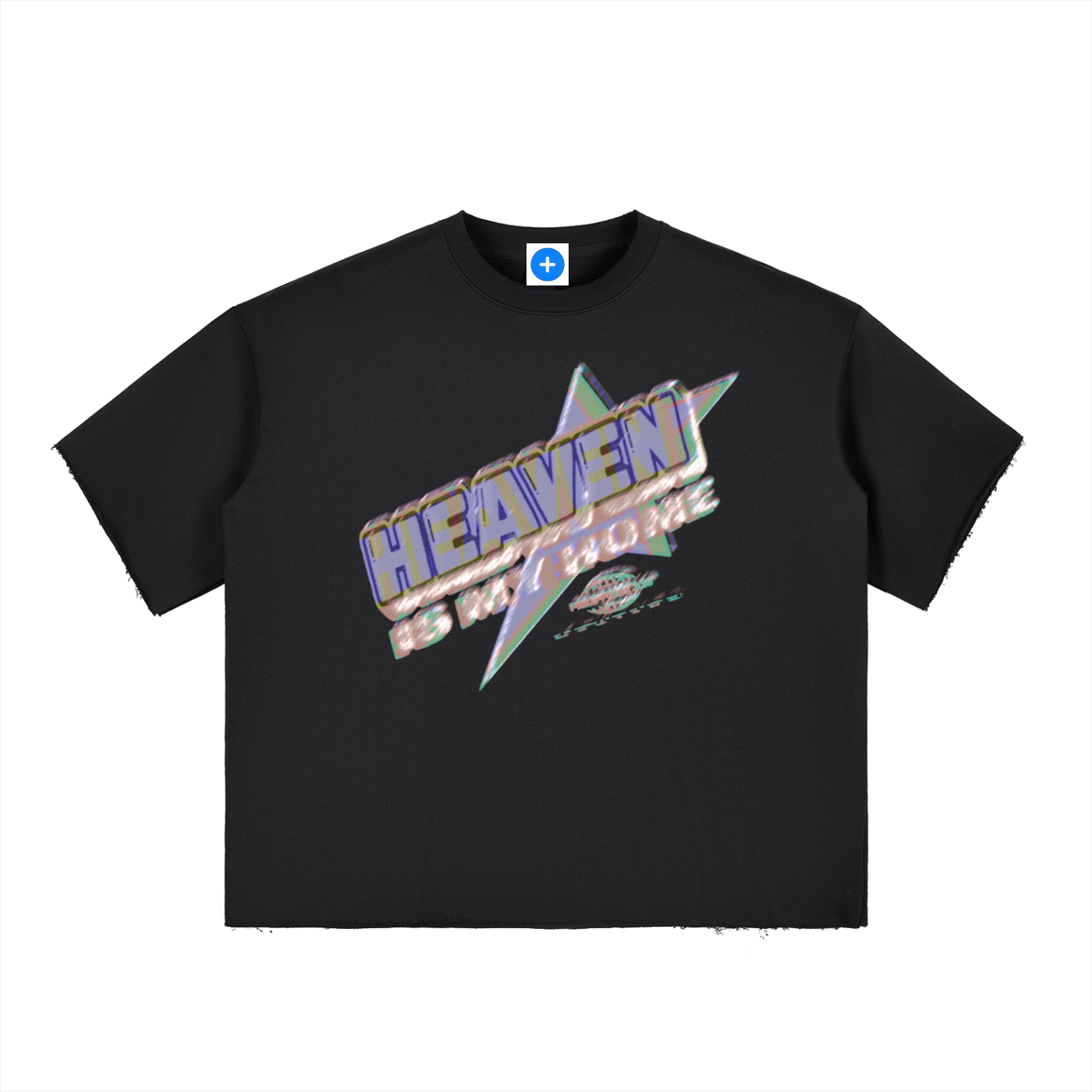 Boxy Half-Sleeve Raw-Edge T-Shirt