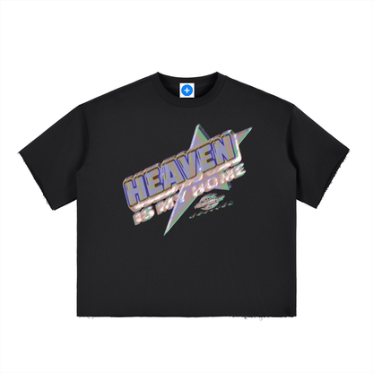 Boxy Half-Sleeve Raw-Edge T-Shirt