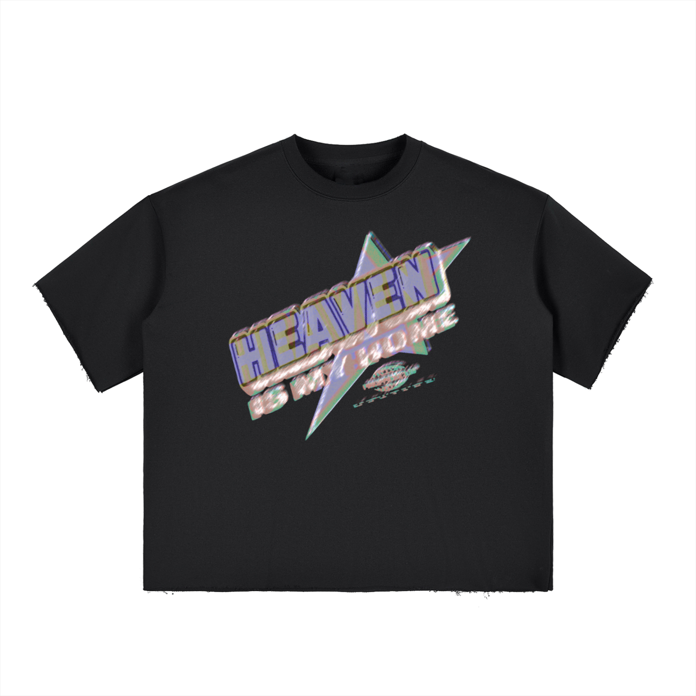 Boxy Half-Sleeve Raw-Edge T-Shirt