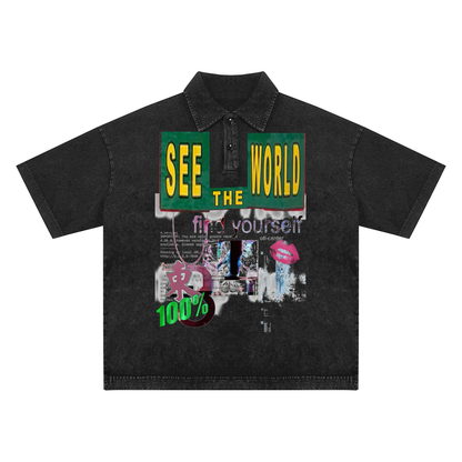 Heavyweight Snow-Washed Polo T-Shirt