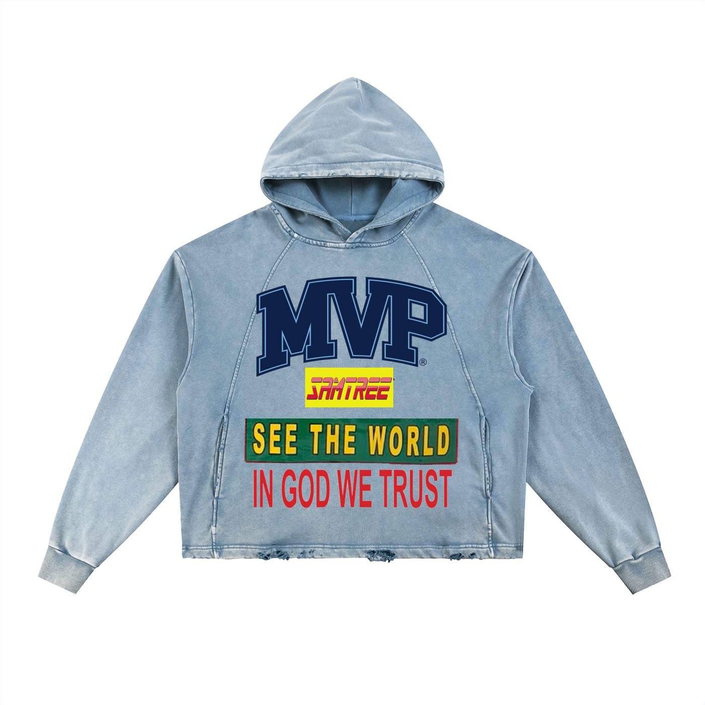 Vintage Washed Frayed-Hem Hoodie