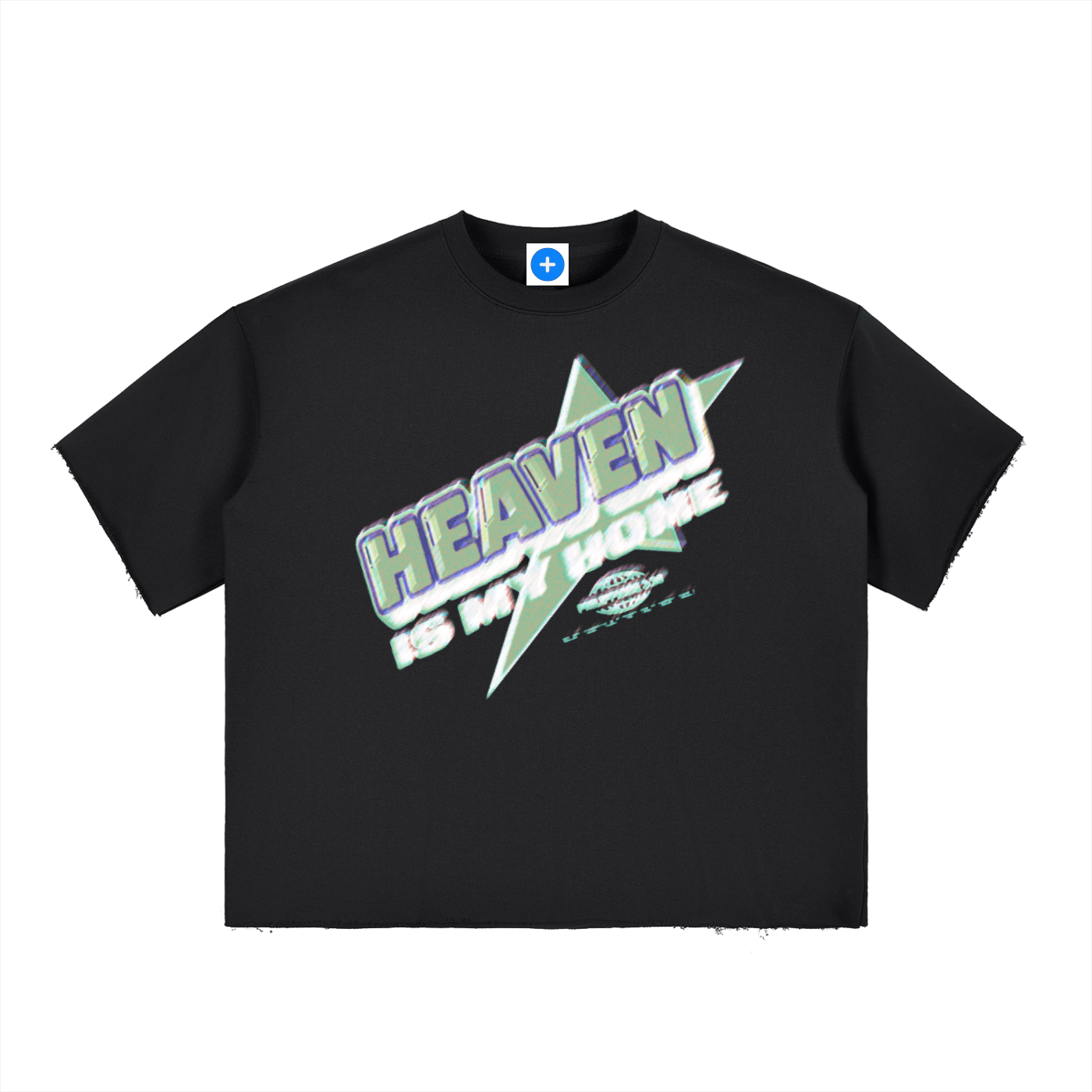 Boxy Half-Sleeve Raw-Edge T-Shirt