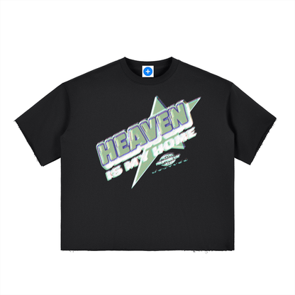 Boxy Half-Sleeve Raw-Edge T-Shirt