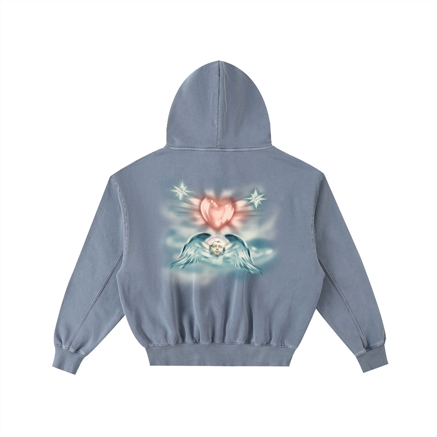 Frayed Enzyme Washed Fleece Hoodie