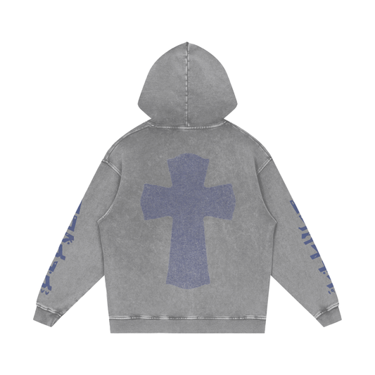 Snow Washed Loose Cotton Hoodie