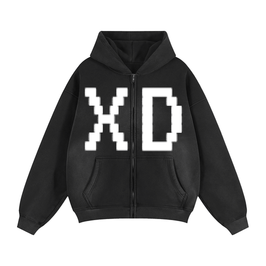 Sunfade Two-way Zipper Boxy Fleece Hoodie