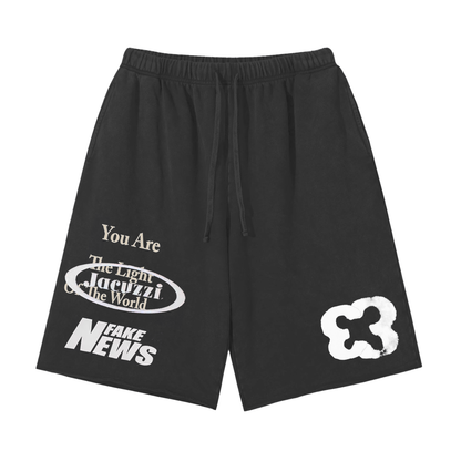 Snow Washed Raw Hem Shorts