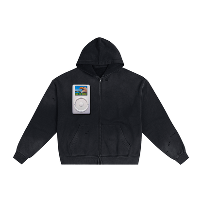 Hand-Frayed Sunfade Zip Hoodie