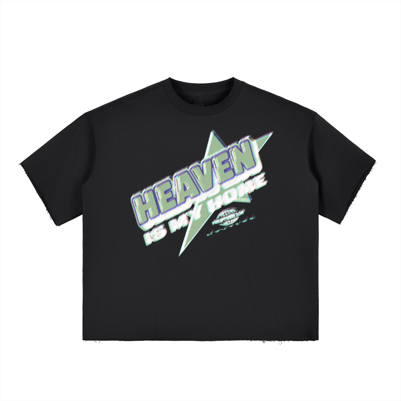 Boxy Half-Sleeve Raw-Edge T-Shirt