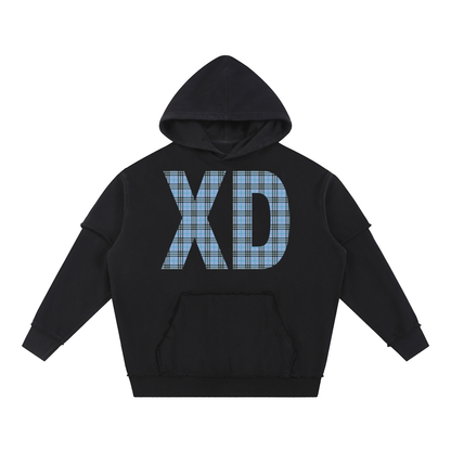 Snow Washed Raw Edge Double Layered Hoodie