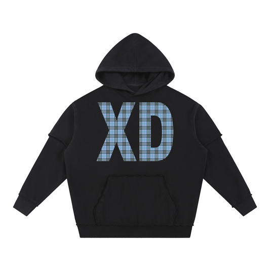 Snow Washed Raw Edge Double Layered Hoodie