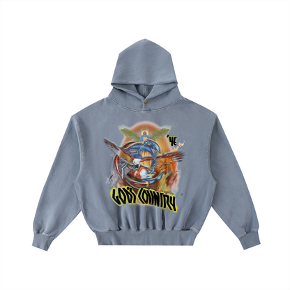 Frayed Enzyme Washed Fleece Hoodie