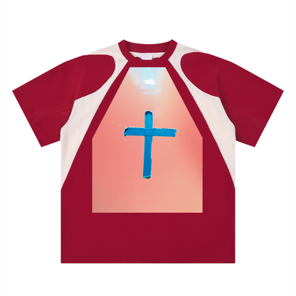 Contrast Panel Cotton T-Shirt