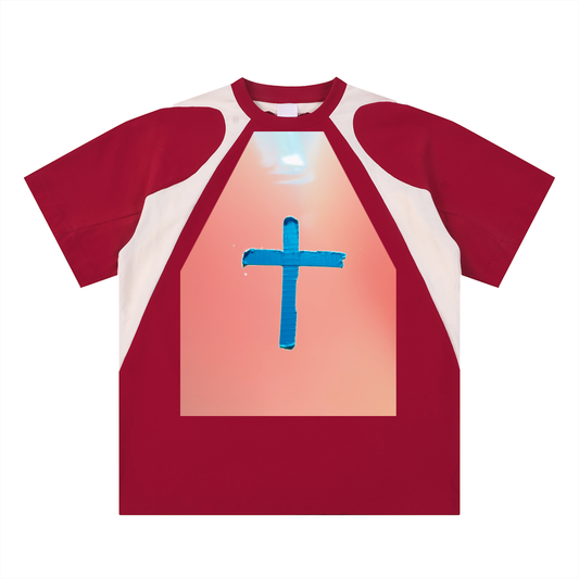 Contrast Panel Cotton T-Shirt