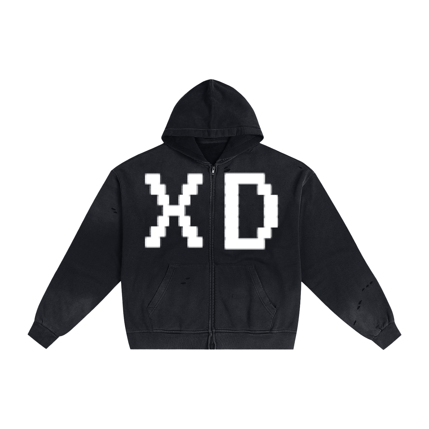 Hand-Frayed Sunfade Zip Hoodie