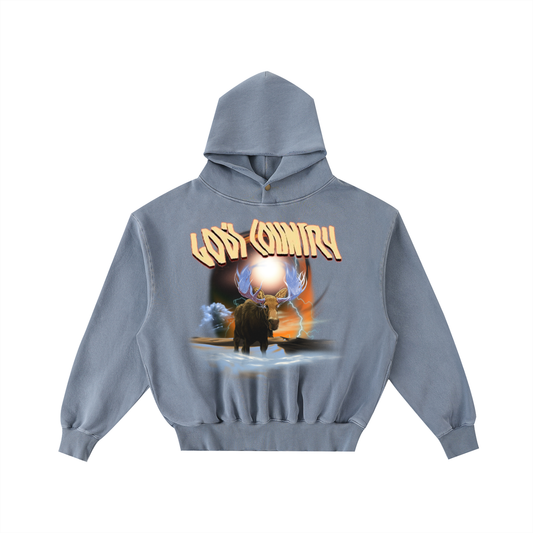 Frayed Enzyme Washed Fleece Hoodie