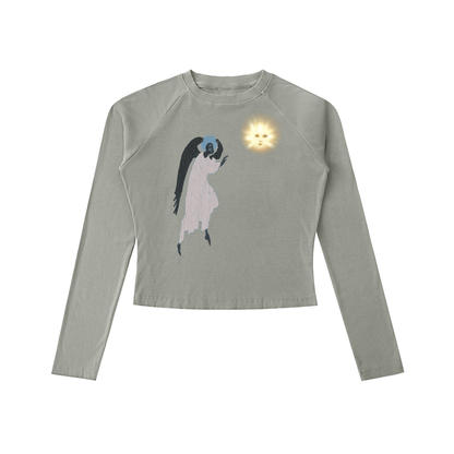 Dyed Washed Raglan Long Sleeve Slim T-Shirt