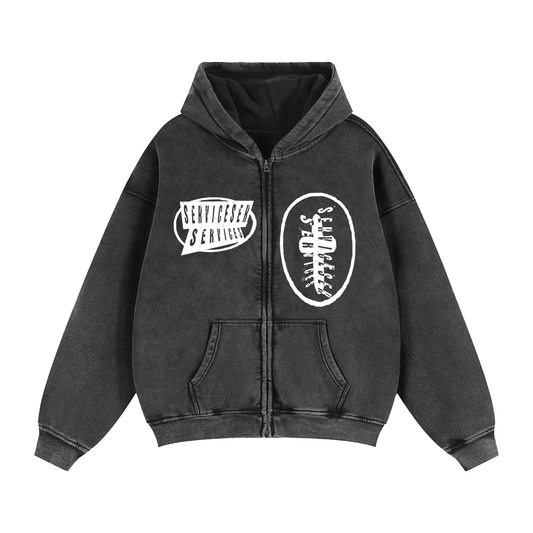 +33 6-17 Zip-Through Boxy Fleece Hoodie