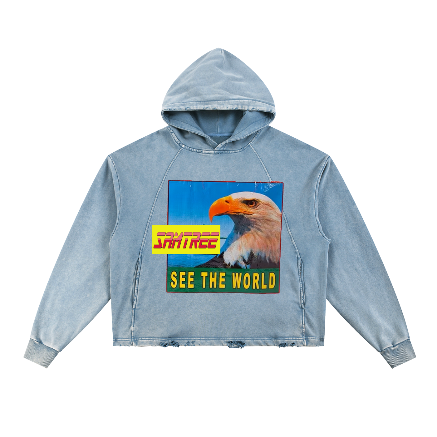 Vintage Washed Frayed-Hem Hoodie