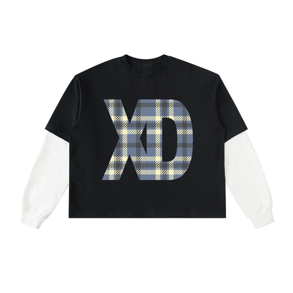 XD Layered Contrast Sleeve Cotton T-Shirt