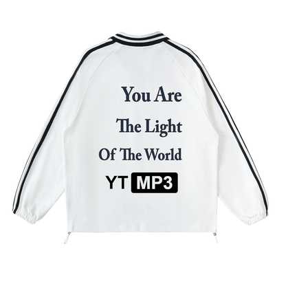 Contrast Striped Lapel Collar Sweatshirt