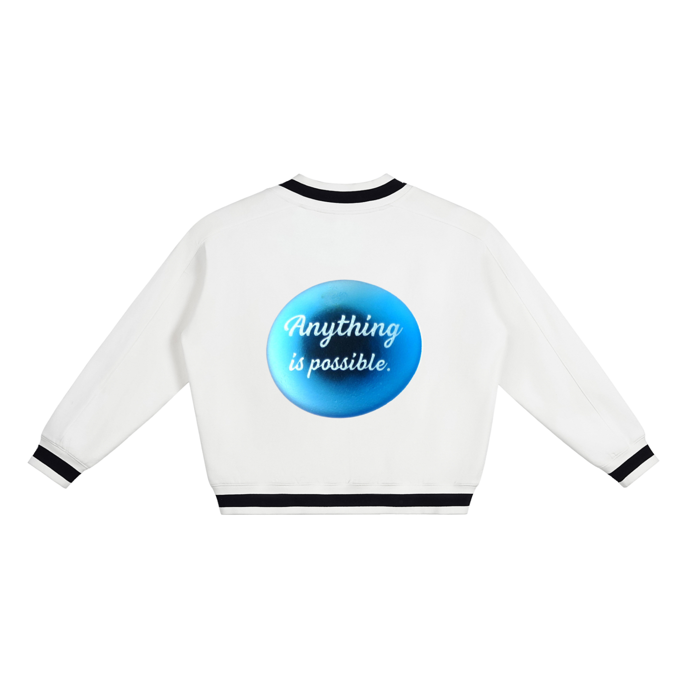 V-Neck Contrast Collar Boxy Sweatshirt