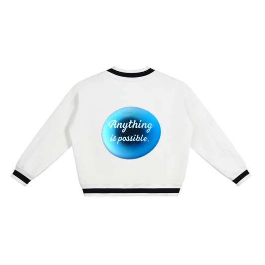 V-Neck Contrast Collar Boxy Sweatshirt