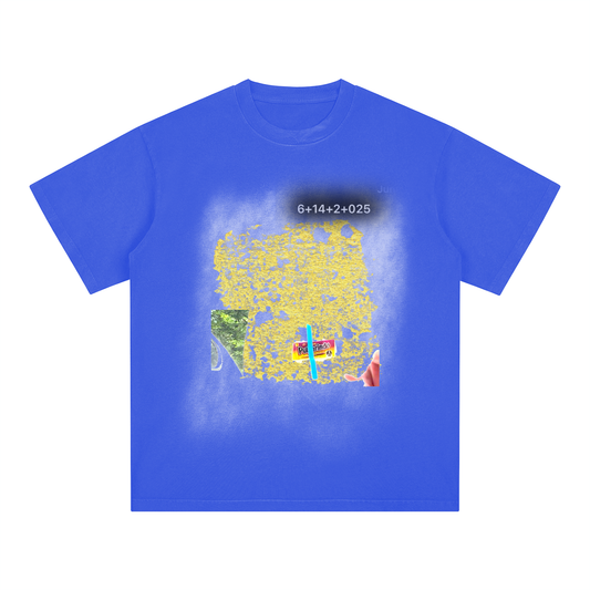 Square Patch Monkey Washed Drop Shoulder T-Shirt - 250 GSM