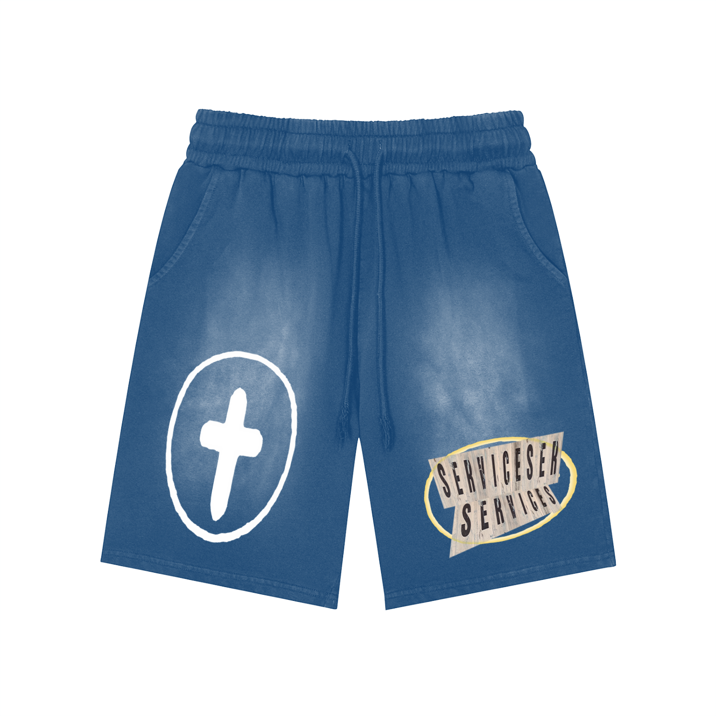 +33 6-17 Rectangle Patch Monkey Washed Shorts  - 360 GSM