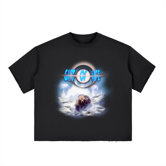 Boxy Half-Sleeve Raw-Edge T-Shirt