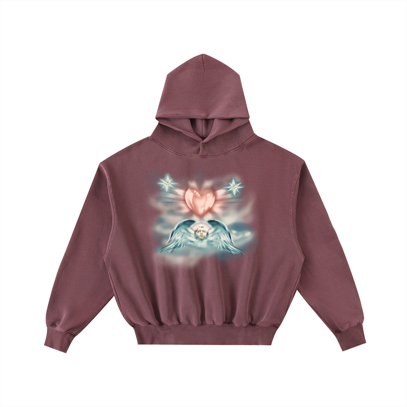 Frayed Enzyme Washed Fleece Hoodie