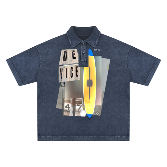 +33 6-17 Heavyweight Snow-Washed Polo T-Shirt